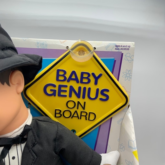 Vintage Baby Genius Stick 'Em Up Pals Baby Genius On Board Doll and Sign in Box - Picture 4 of 13